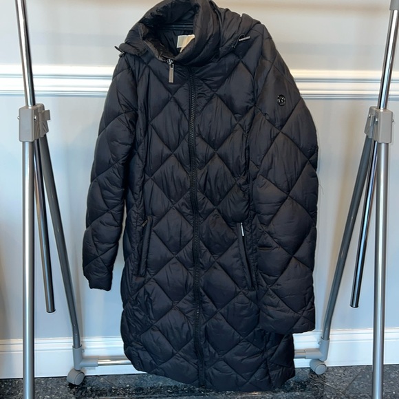 MICHAEL KORS Women's Diamond Quilted Hooded Puffer Jacket Size Small Black - Picture 1 of 6